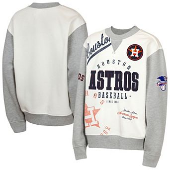 Youth Outerstuff Cream/Gray Houston Astros Big League Power Hit Fleece Sweatshirt