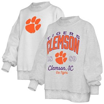 Women's Pressbox Heather Gray Clemson Tigers Reversible Sweatshirt