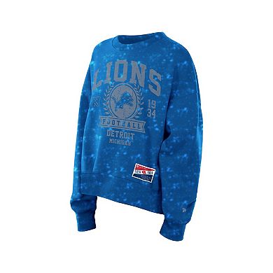 Women's New Era Blue Detroit Lions Throwback Oversized Boxy Sweatshirt