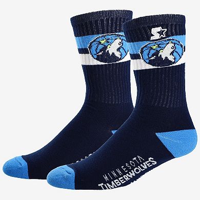Unisex Starter Minnesota Timberwolves Team Color Two-Stripe Crew Socks