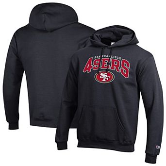 Men's Champion Black San Francisco 49ers Powerblend Arch over Logo Hoodie
