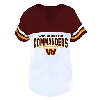 Women's Profile Burgundy/White Washington Commanders Plus Size Split Body V-Neck T-shirt