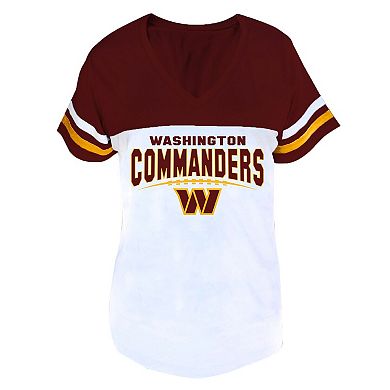 Women's Profile Burgundy/White Washington Commanders Plus Size Split Body V-Neck T-shirt