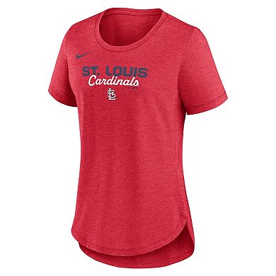 Women's Nike Heather Red St. Louis Cardinals Arched Tri-Blend T-Shirt
