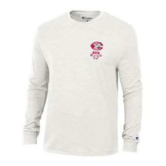 Men's Champion White Cincinnati Reds Cooperstown Winning Tradition Tri-Blend Long Sleeve T-Shirt