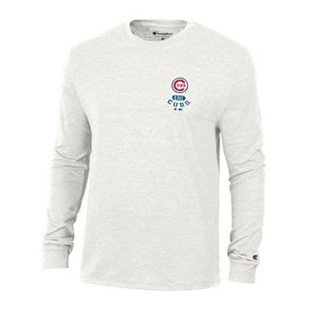 Men's Champion White Chicago Cubs Cooperstown Winning Tradition Tri-Blend Long Sleeve T-Shirt