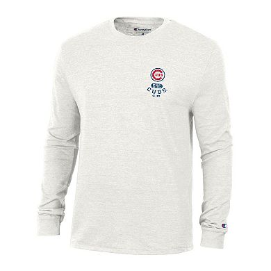 Men's Champion White Chicago Cubs Cooperstown Winning Tradition Tri-Blend Long Sleeve T-Shirt