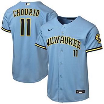 Youth Nike Jackson Chourio Powder Blue Milwaukee Brewers Road Stadium Jersey