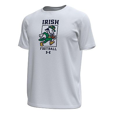 Men's Under Armour White Notre Dame Fighting Irish Sporting Leprechaun Tech Stretch T-Shirt