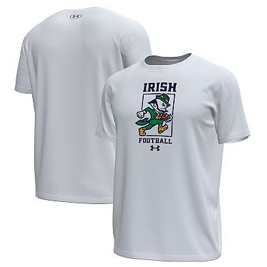 Men's Under Armour White Notre Dame Fighting Irish Sporting Leprechaun Tech Stretch T-Shirt