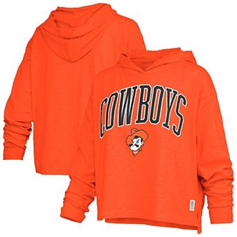 Women's Pressbox Orange Oklahoma State Cowboys Nelson Arch Over Logo Long Sleeve Hooded Slub T-Shirt