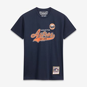 Men's Mitchell & Ness Navy Houston Astros Script Sweep Arch T-Shirt