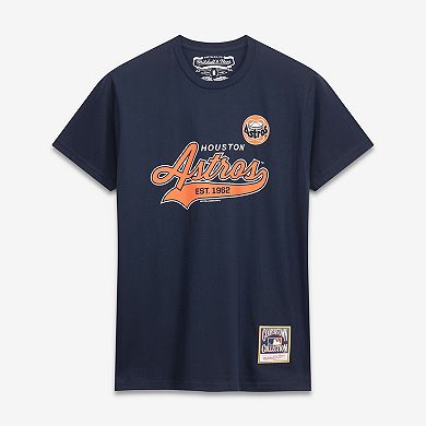 Men's Mitchell & Ness Navy Houston Astros Script Sweep Arch T-Shirt