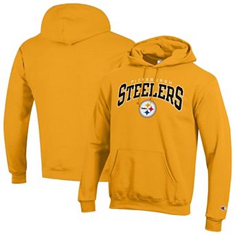 Men's Champion Gold Pittsburgh Steelers Powerblend Arch over Logo Hoodie