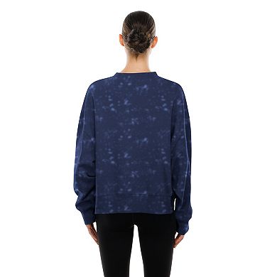 Women's New Era Navy Atlanta Braves Throwback Oversized Boxy Sweatshirt