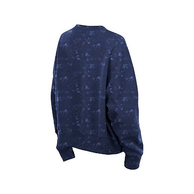 Women's New Era Navy Atlanta Braves Throwback Oversized Boxy Sweatshirt