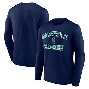 Men's Logo Athletic Navy Seattle Mariners Heart & Soul Long Sleeve T-Shirt