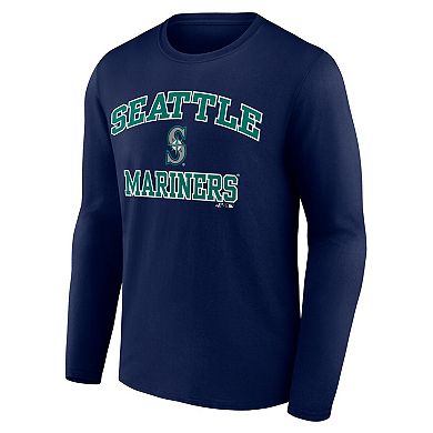 Men's Logo Athletic Navy Seattle Mariners Heart & Soul Long Sleeve T-Shirt