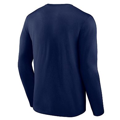 Men's Logo Athletic Navy Seattle Mariners Heart & Soul Long Sleeve T-Shirt