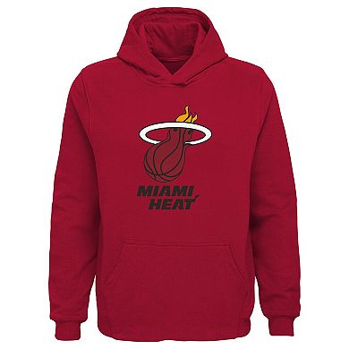 Youth Outerstuff Red Miami Heat Primary Logo Pullover Hoodie