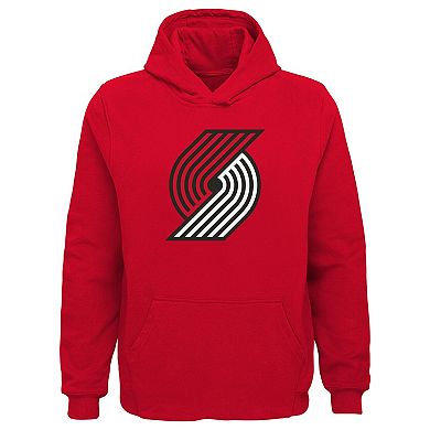 Youth Outerstuff Red Portland Trail Blazers Primary Logo Pullover Hoodie