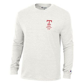 Men's Champion White Texas Rangers Cooperstown Winning Tradition Tri-Blend Long Sleeve T-Shirt