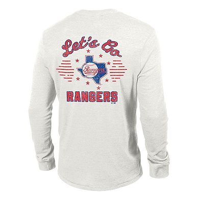 Men's Champion White Texas Rangers Cooperstown Winning Tradition Tri-Blend Long Sleeve T-Shirt