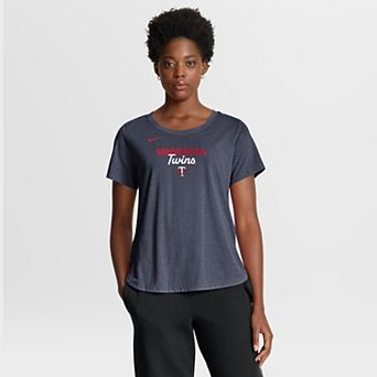 Women's Nike Heather Navy Minnesota Twins Arched Tri-Blend T-Shirt