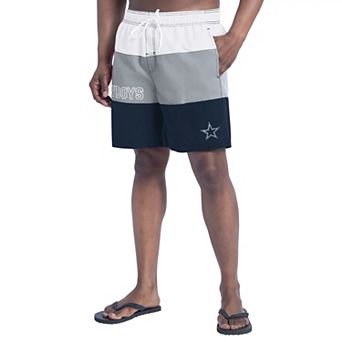 Men's G-III Sports by Carl Banks White/Navy Dallas Cowboys Sunrise Volley Swim Shorts
