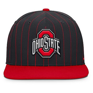Men's Nike Black Ohio State Buckeyes 2026 Primetime Pin Stripe 2-Tone Snapback Hat