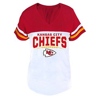 Women's Profile Red/White Kansas City Chiefs Plus Size Split Body V-Neck T-shirt