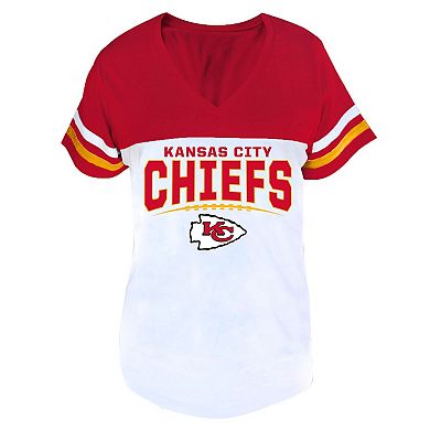 Women's Profile Red/White Kansas City Chiefs Plus Size Split Body V-Neck T-shirt