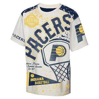 Youth Outerstuff Cream Indiana Pacers Top Player All-Over-Print T-Shirt