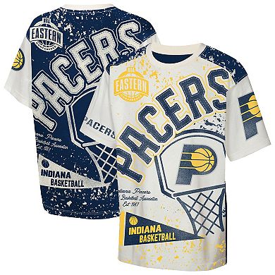 Youth Outerstuff Cream Indiana Pacers Top Player All-Over-Print T-Shirt