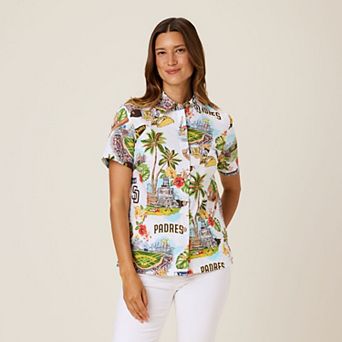 Women's Reyn Spooner White San Diego Padres Scenic Button-Up Top