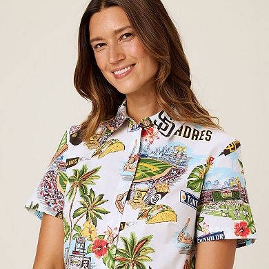 Women's Reyn Spooner White San Diego Padres Scenic Button-Up Top
