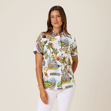 Women's Reyn Spooner White San Diego Padres Scenic Button-Up Top