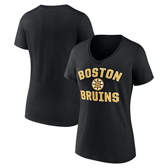 Women's Logo Athletic Black Boston Bruins Arch Victory V-Neck T-Shirt