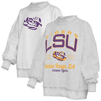 Women's Pressbox Gray LSU Tigers Reversible Sweatshirt