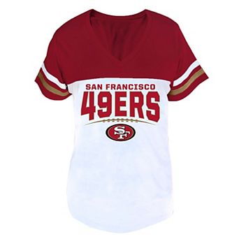 Women's Profile Scarlet/White San Francisco 49ers Plus Size Split Body V-Neck T-shirt