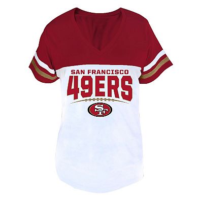 Women's Profile Scarlet/White San Francisco 49ers Plus Size Split Body V-Neck T-shirt