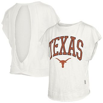 Women's Pressbox Cream Texas Longhorns Nelson Movement Open Back Slub T-Shirt