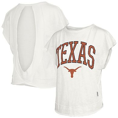 Women's Pressbox Cream Texas Longhorns Nelson Movement Open Back Slub T-Shirt
