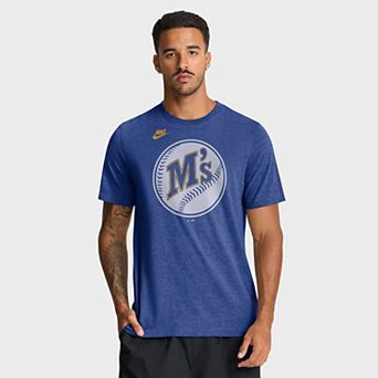 Men's Nike Heather Royal Seattle Mariners Cooperstown Logo Tri-Blend T-Shirt