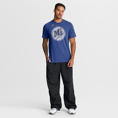 Men's Nike Heather Royal Seattle Mariners Cooperstown Logo Tri-Blend T-Shirt