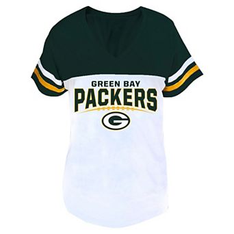 Women's Profile Green/White Green Bay Packers Plus Size Split Body V-Neck T-shirt