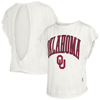 Women's Pressbox Cream Oklahoma Sooners Nelson Movement Open Back Slub T-Shirt