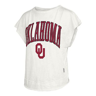 Women's Pressbox Cream Oklahoma Sooners Nelson Movement Open Back Slub T-Shirt