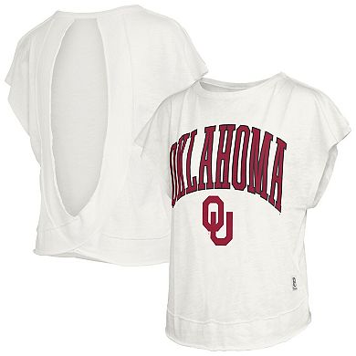 Women's Pressbox Cream Oklahoma Sooners Nelson Movement Open Back Slub T-Shirt