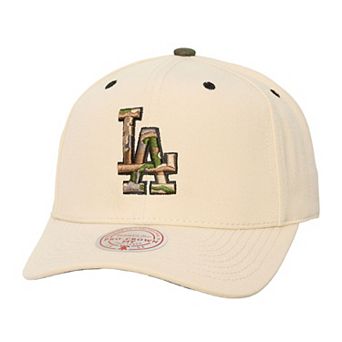 Unisex Mitchell & Ness Cream Los Angeles Dodgers Camo Logo Pro Crown Adjustable Hat